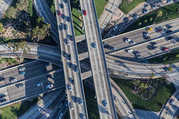 istock Los Angeles Downtown Four Level Interchange Aerial View 598717778