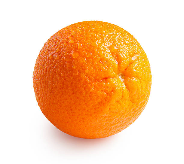 istock Orange with water drops isolated on white background 598783248