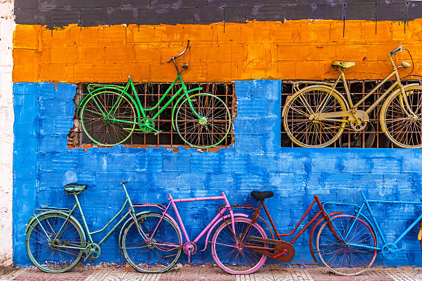 istock Colorful Bikeshop on the spanish shore 598784156
