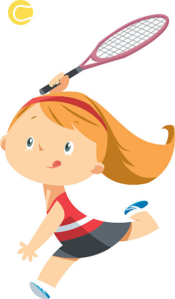 illustrations, cliparts, dessins animés et icônes de fille jouant au tennis. - tennis child teenager childhood