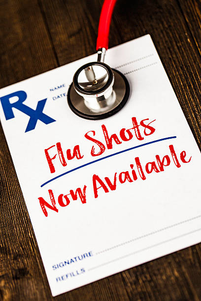 istock Prescription form with reminder to get a flu shot 598787014