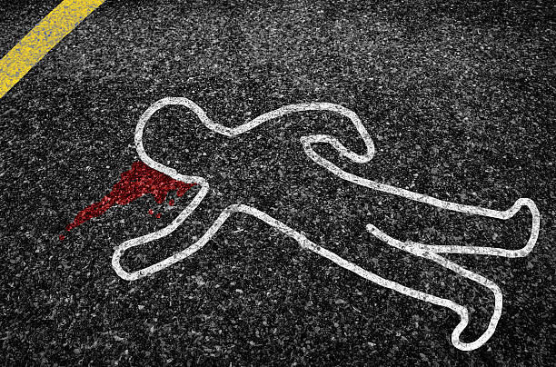 istock outline of a road accident victim. 598789862