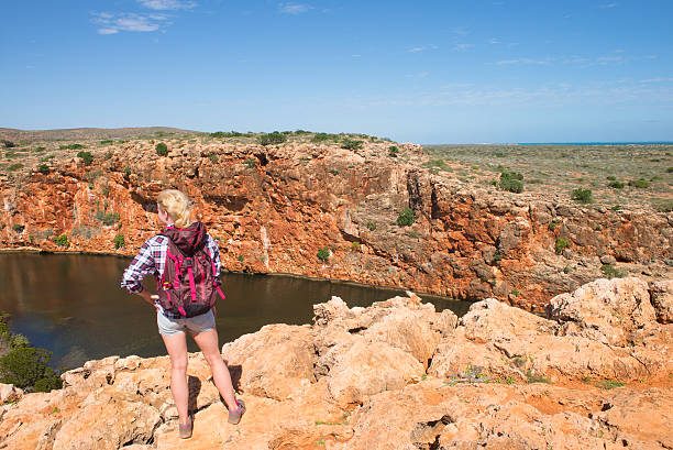 istock Blonde Woman Outback River Exmouth Australia 598789876