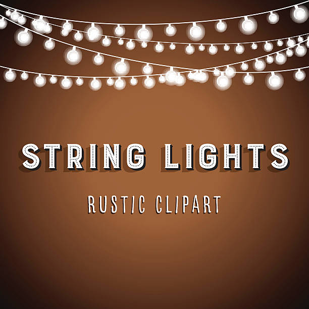 Rustic String Lights Background vector art illustration