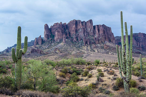 Superstition Mountains stock photo