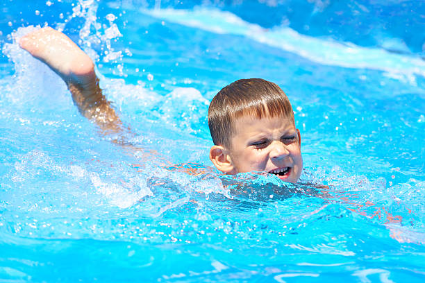 istock Little boy swimming in pool 598794470