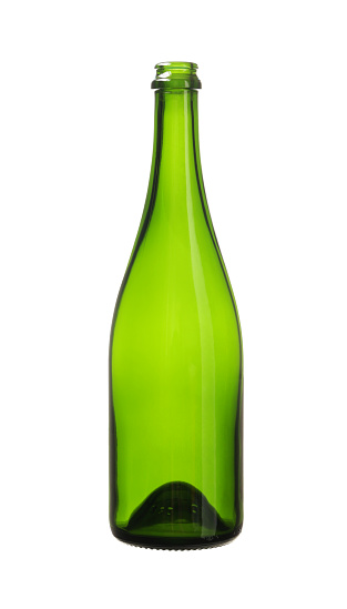 Green Wine Bottle isolated white background clipping paths
