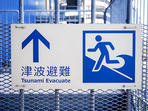 istock Guidance signs of tsunami evacuation 598794940