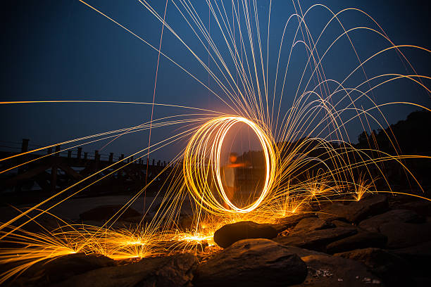 istock Long exposure of steel wool begin of light 598796976
