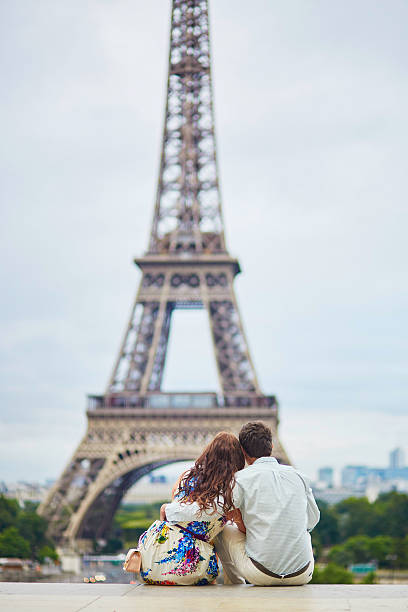 istock Romantic loving couple having a date near the Eiffel tower 598798144
