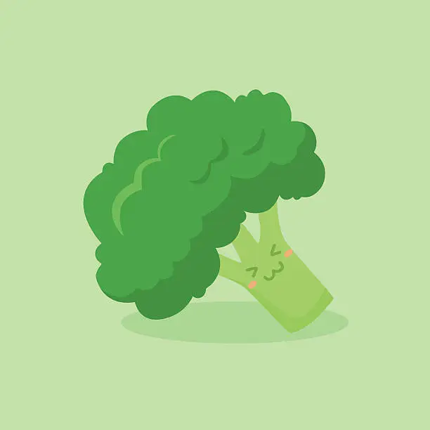 Vector illustration of Cute Broccoli Vegetable Mascot Vector