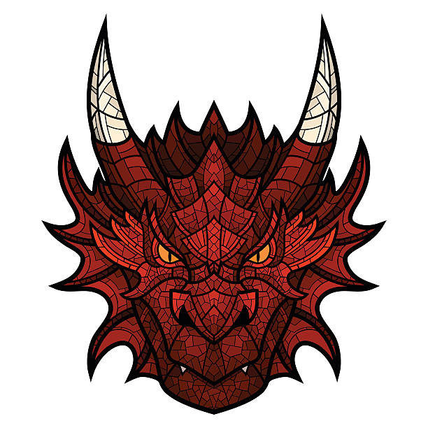 istock Dragon head mascot in color mosaic style. 598799198