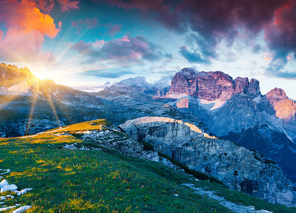 istock Colorful summer sunrise on Gruppo del Cimonega mountain range 598799482