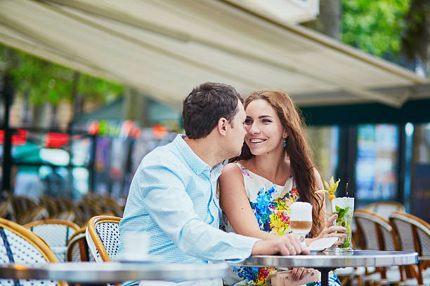 istock Romantic loving couple in Parisian cafe 598799796