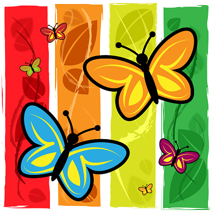 Background with Colorful Bouquets of roses arranged to form a butterfly  and heart.