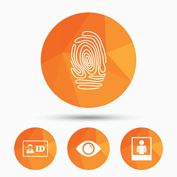 識別 id カードバッジアイコン。目のシンボル。 - fingerprint identity id card biometrics点のイラスト素材／クリップアート素材／マンガ素材／アイコン素材