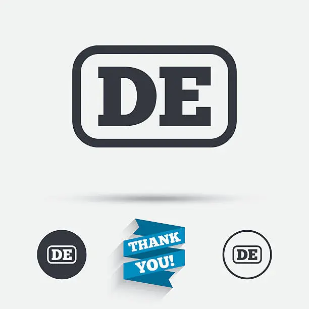 Vector illustration of German language sign icon. DE Deutschland.