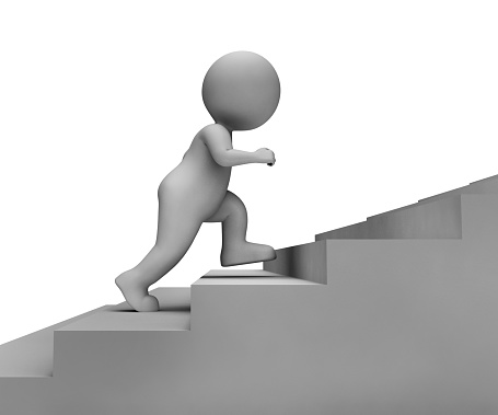 Running Stairs Indicating Mission Jogging And Jog 3d Rendering