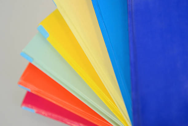 istock Close up of colorful book covers 598805904