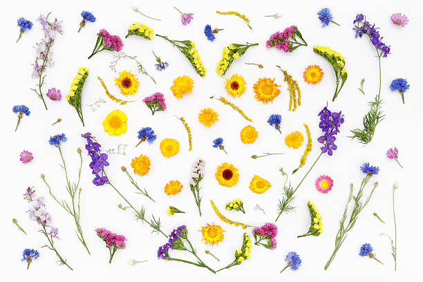 istock Love heart, valentines flowers background. Top view, flat lay 598806324