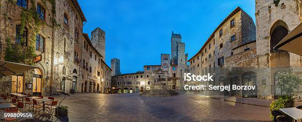 Piazza Della Cisterna Stock Photo - Download Image Now - Italy, Street, Town Square