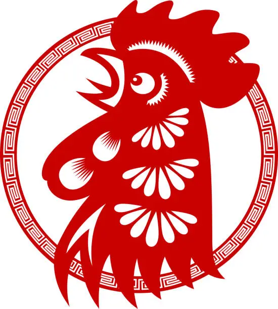 Vector illustration of Year of the Rooster Head Symbol