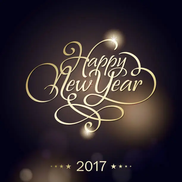 Vector illustration of Golden New Year 2017