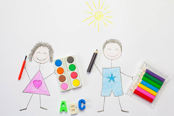 istock Happy Children drawings going to school 598814136