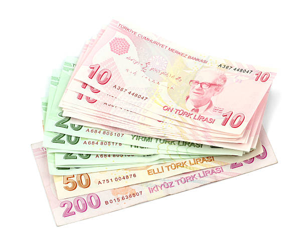 Turkish banknotes. Turkish Lira ( TL ) isolated on white