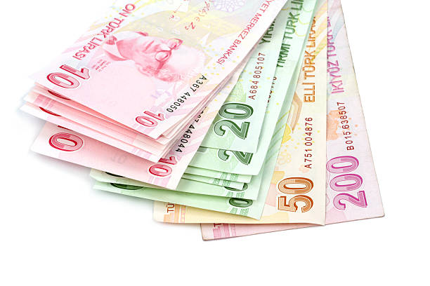 istock Turkish banknotes. Turkish Lira ( TL ) on white background. 598814540