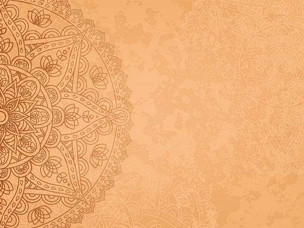 mandala retro tło - sepia toned illustrations stock illustrations