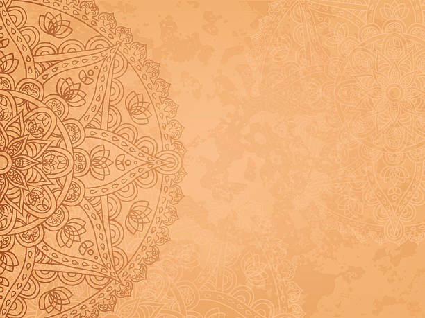 Mandala retro background Mandala retro background. Horizontal background with oriental round pattern and texture of old paper. Vector illustration. culture of india stock illustrations