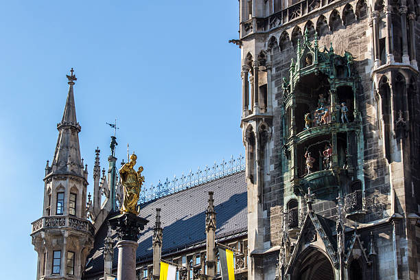 istock Marian column and the Glockenspiel at Marienplatz, Germany, 2015 598814894