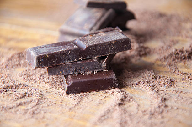 istock Cubes of chocolate and grated chocolate 598814966