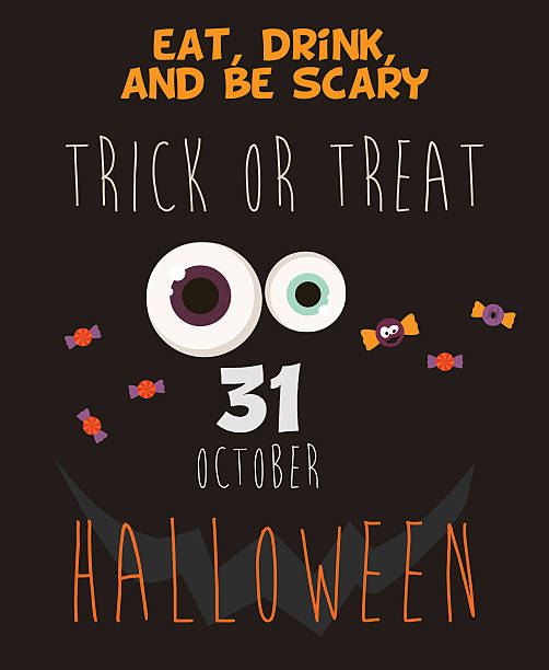 хэллоуин поздравительная открытка - bat halloween human eye horror stock illustrations