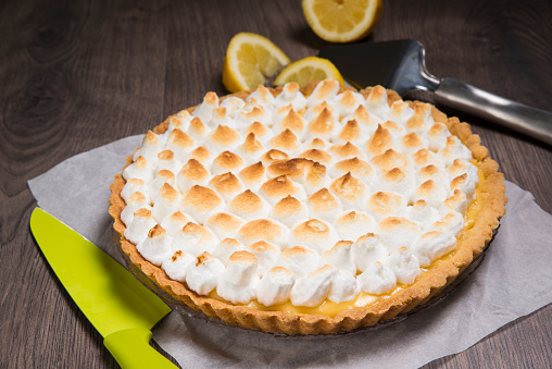 A pretty tasty flower-shaped lemon pie.