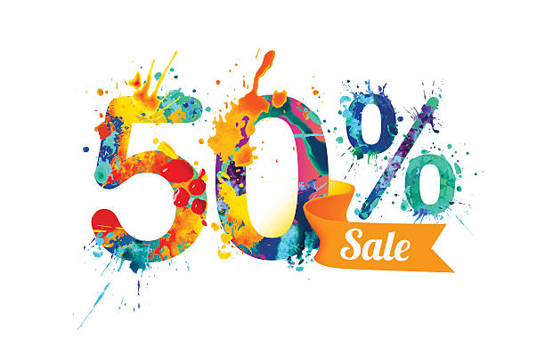 Fifty Percents Sale Splash Paint Stock Illustration - Download Image Now -  Off - Single Word, Number 50, Activity - iStock