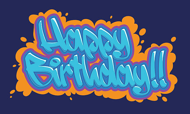 ilustraciones, imágenes clip art, dibujos animados e iconos de stock de feliz cumpleaños graffiti tarjeta - color image pen city life art