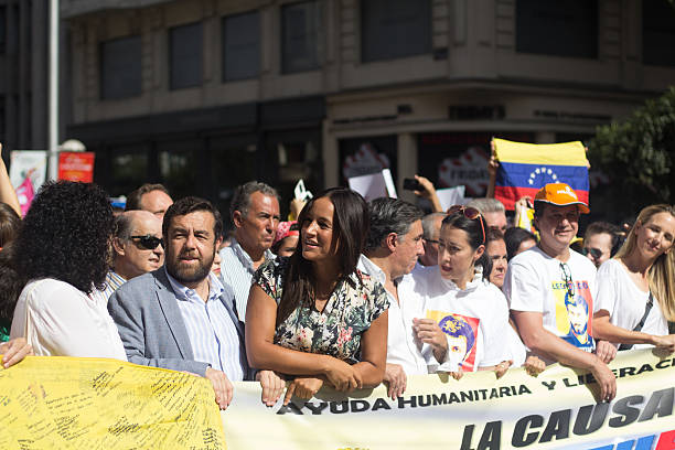 Demonstration for democracy in Venezuela stock photo