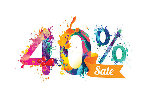 forty (40) percents sale 40 (forty) percents sale. Watercolor vector splash paint 40 off stock illustrations