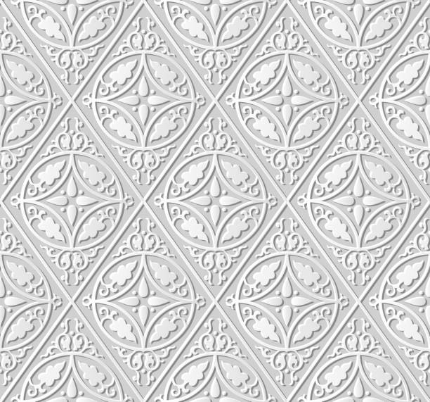 istock 3D paper art 591 round curve rhomb cross flower frame 598825756