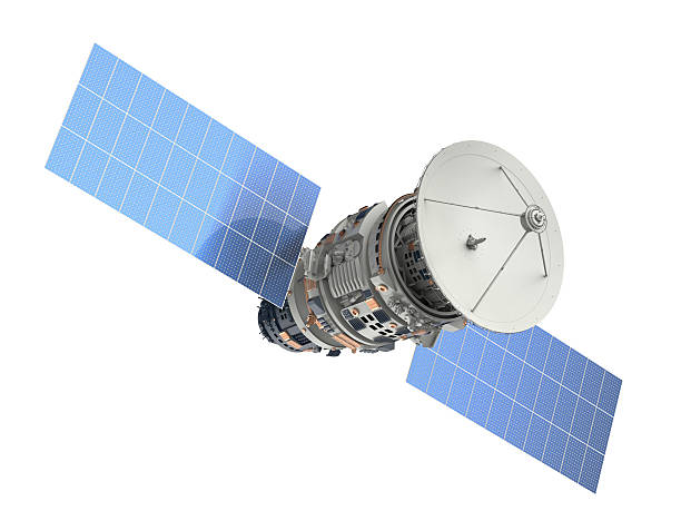 satellite 3d rendering satellite isolated on white radio telescope stock pictures, royalty-free photos & images