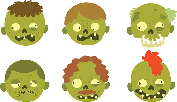 cartoon zombie-charakter isoliert - illustration and painting man made stock-grafiken, -clipart, -cartoons und -symbole