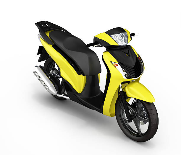 istock Trendy yellow scooter on white background 3d 598827436