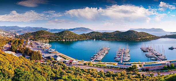 view from the bird's eye of the kas city - província de antália imagens e fotografias de stock