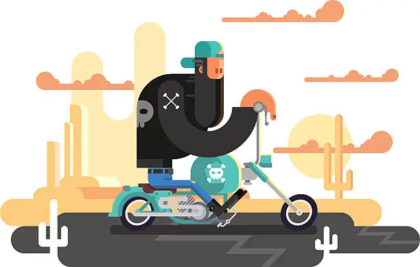 Vector illustration of Cool biker on a motorcycle