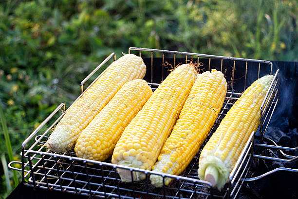 Cobs cooked on the grill and sold at the street market in New York