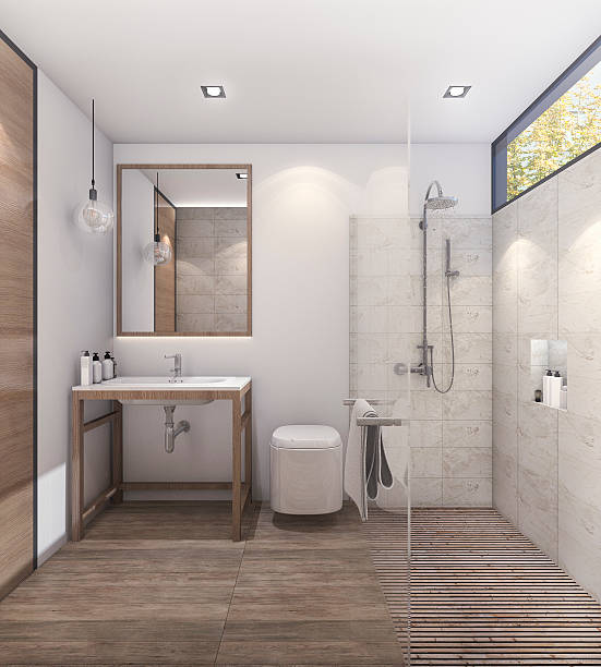 istock 3d rendering nice tone bathroom with good decoration 598926900