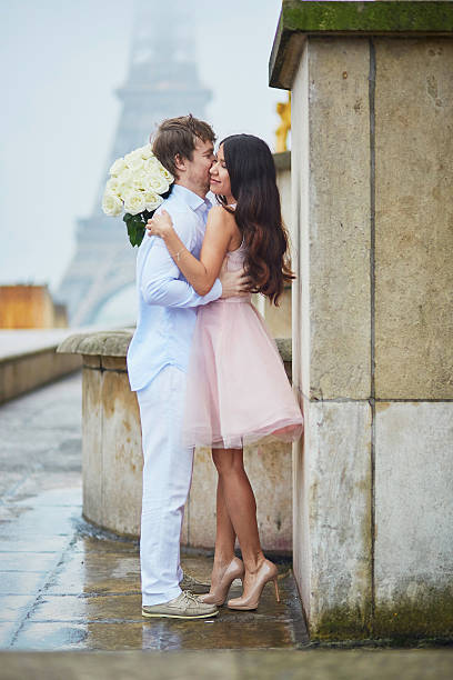 istock Romantic couple together in Paris 598927468