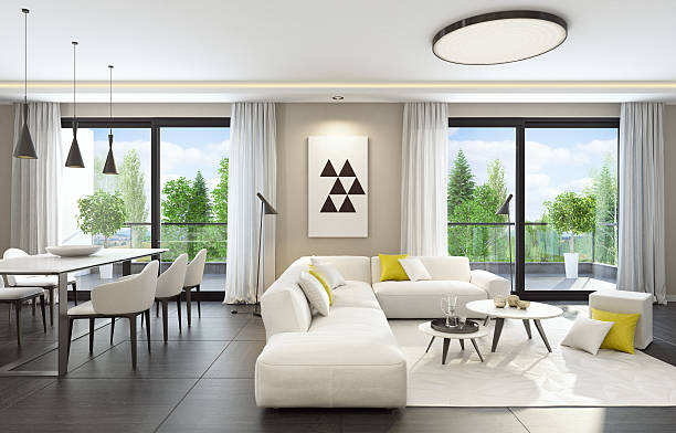 istock Fresh and modern white style living room interior 598928868